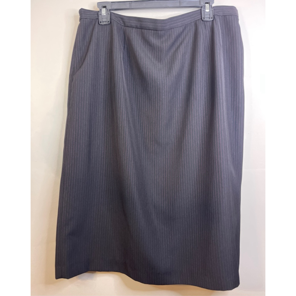 Le Suit Black Pink Pinstripe Midi Skirt Plus Size 18 🏷️